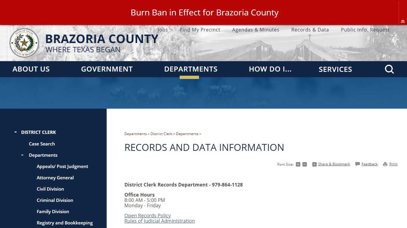 Records and Data Information - Brazoria County, TX