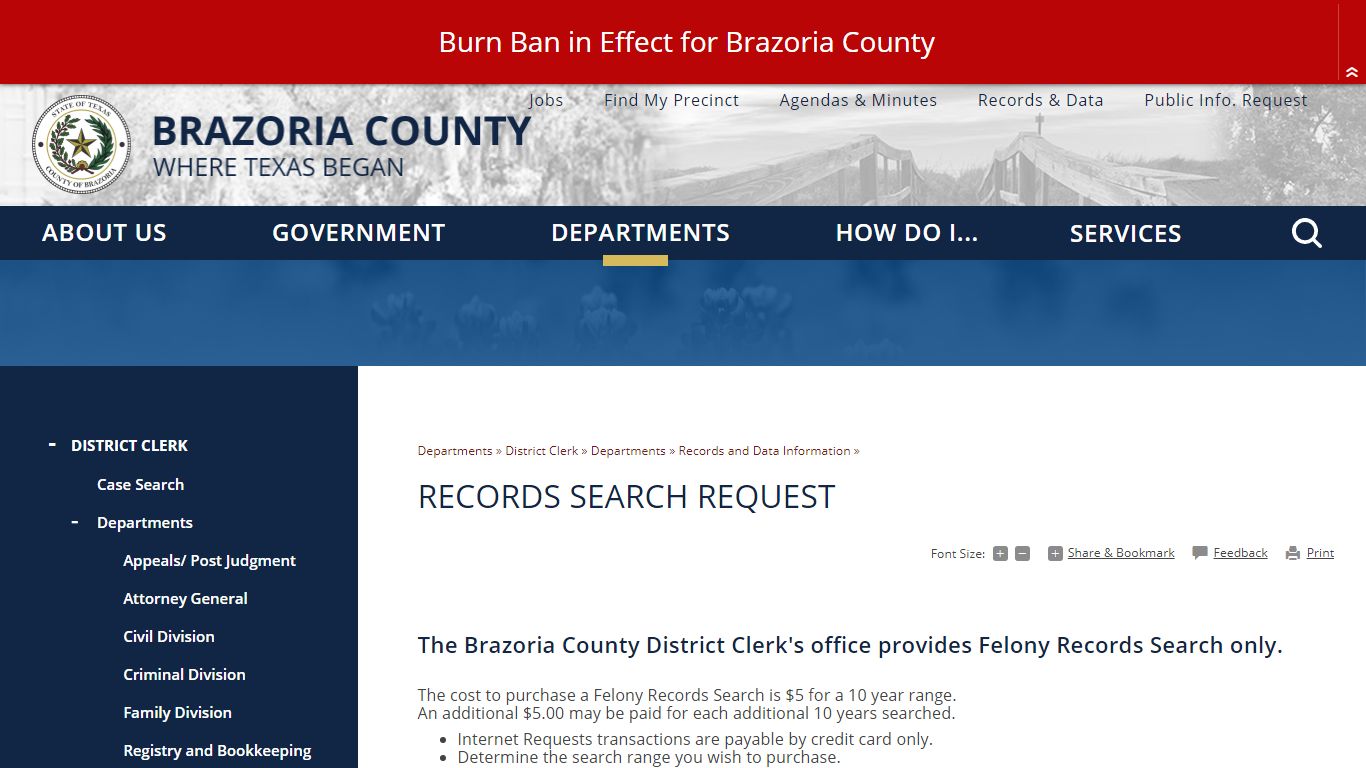 Records Search Request | Brazoria County, TX