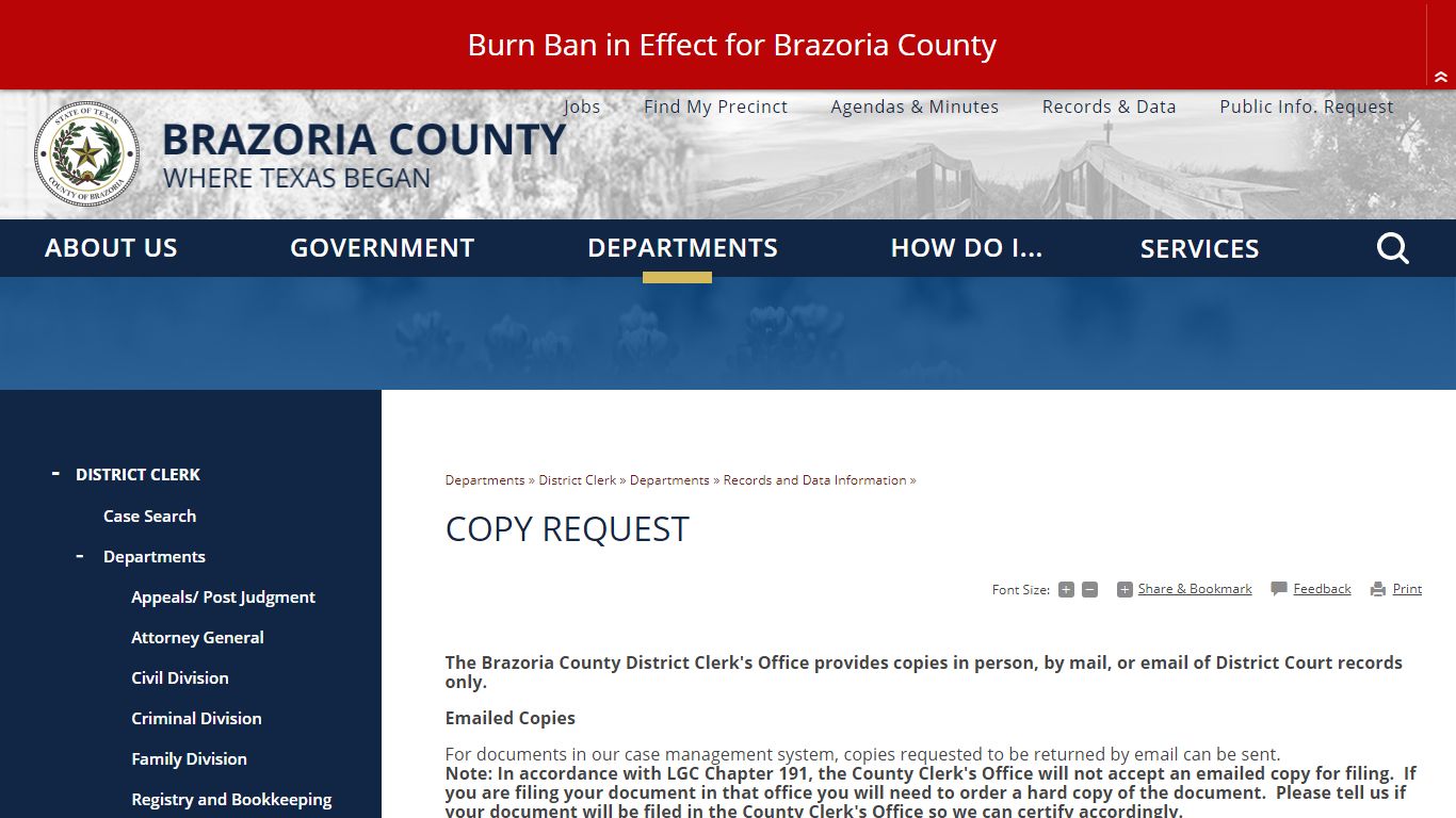 Copy Request - Brazoria County, TX